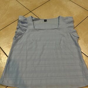 SHEIN Sky Blue Ruffle Sleeve Blouse